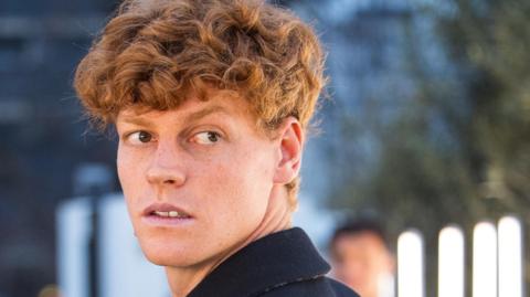 Jannik Sinner is seen leaving the Gucci fashion show at Milan Fashion Week in February 2025