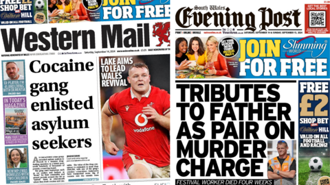 Front pages of the Western Mail and South Wales Evening Post