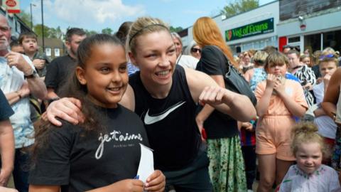 Lauren Price arrives home 