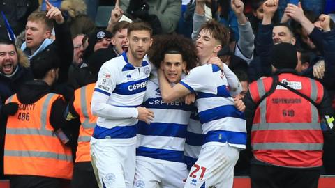 QPR celebrate Rayan Kolli's goal at Plymouth