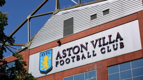A general view outside Villa Park stadium 