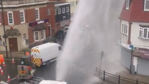 Water main in High Road in Loughton