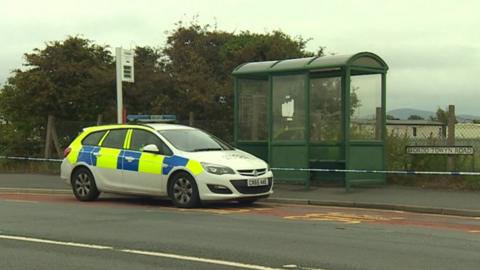 The bus stop in Towyn where the baby was found