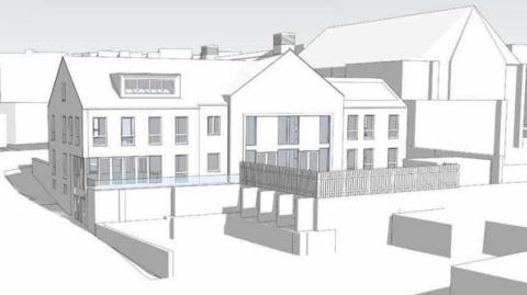 Artist's impression of a three and a half storey building.