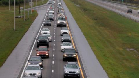 Queue of cars on motorway