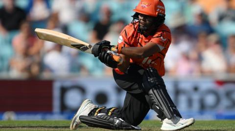 Sunrisers Leeds batter Deepti Sharma plays a shot