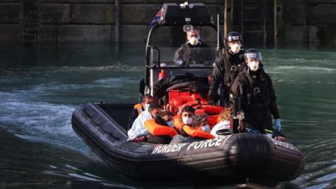 The suspected migrants on board a boat