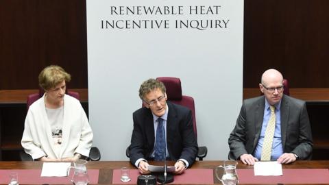 RHI Inquiry panel members Dame Una O'Brien , Sir Patrick Coghlin (Chairman) and Keith MacLean