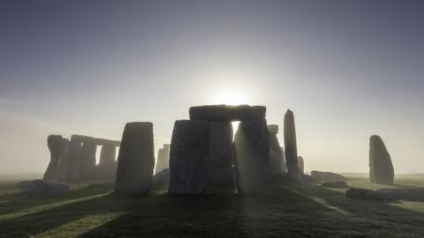 Stonehenge in mist