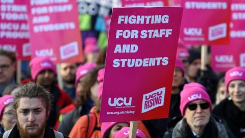UCU members on strike