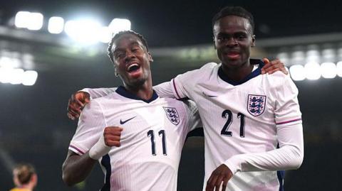 Tyrique George celebrates his goal 