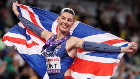 Amy Hunt with the British flag