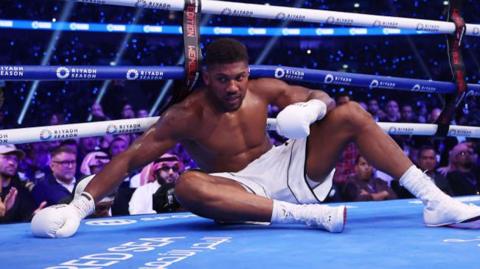 Anthony Joshua on the canvas