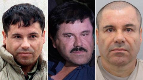 Three different images of El Chapo