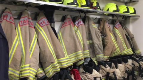 Firefighter jackets and helmets