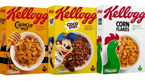 Kellogg cereal boxes with traffic light labelling