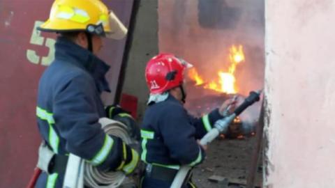 Firefighters at scene of attack on Danube ports