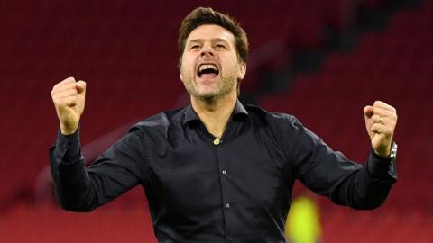 Mauricio Pochettino celebrates during his spell as Tottenham manager