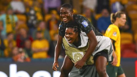 Nigeria's Asisat Oshoala celebrates after her match-winning goal against Australia