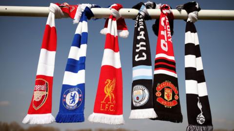 Scarves of the Premier League clubs that signed up for the European Super League