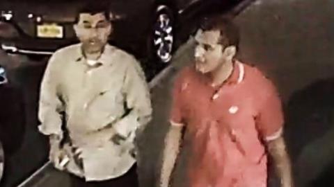 The FBI is seeking assistance in locating two unidentified men seen on surveillance footage taking a suitcase that contained an explosive device and leaving the device behind.