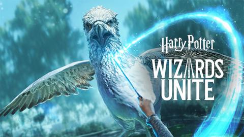 A poster of a bird with Harry Potter Wizards Unite written on