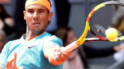 Rafael Nadal playing Felix Auger Aliassime at the Madrid Open