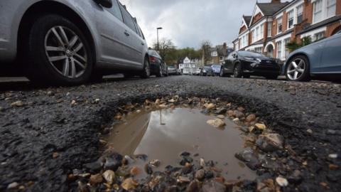 Pothole in north London