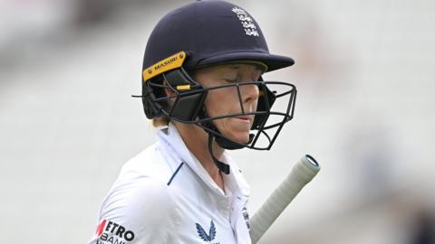 England captain Heather Knight looks disappointed after being dismissed