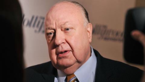 Roger Ailes speaks to a reporter.