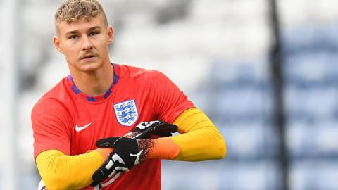 Carl Rushworth training with England Under-21s