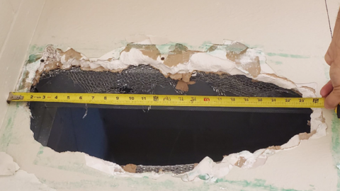 The 22in (55cm) wide hole the murder suspects cut and crawled through at the jail in Monterey County