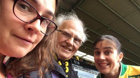 Sarah Greaves with her dad Barrie Greaves and sister Jane Warden