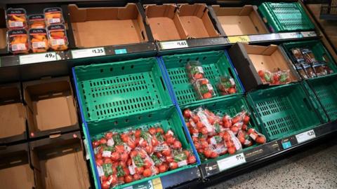 Empty supermarket shelves