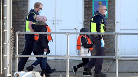 Migrants arriving in Dover