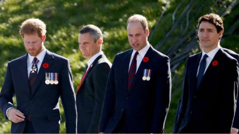 Prince Harry, Prince William and Justin Trudeau