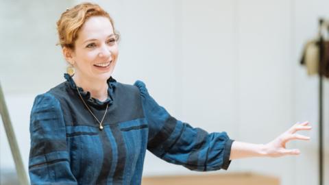 Katherine Parkinson in rehearsals for Home, I'm Darling