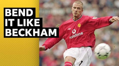 David Beckham takes a free kick for Manchester United