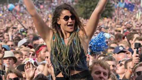 Fans at Glastonbury Festival