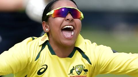 Alana King appeals for a wicket against Ireland