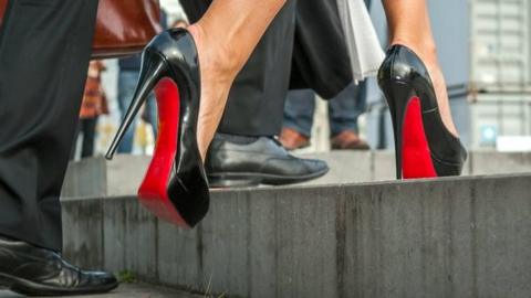 Louboutin shoes of Vlaams Belang senator Anke Van Dermeersch are pictured on 27 September 2013