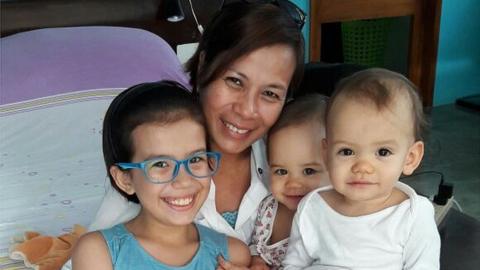 Mia Mascariñas-Green with her children Zoe and twins Eli and Zia