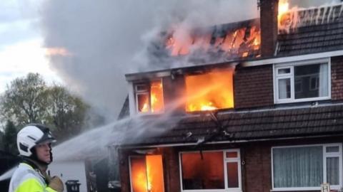 A house fire at Harwood Close in Arnold, Nottinghamshire