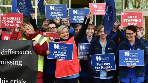 Nurses on strike in Belfast in December 2019