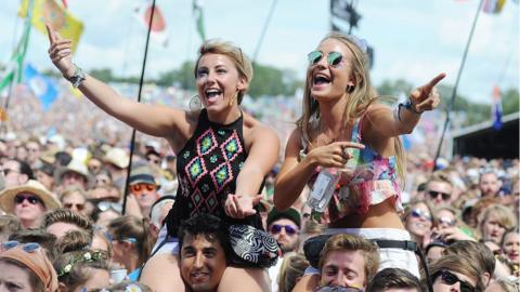 Music fans at Glastonbury in 2015