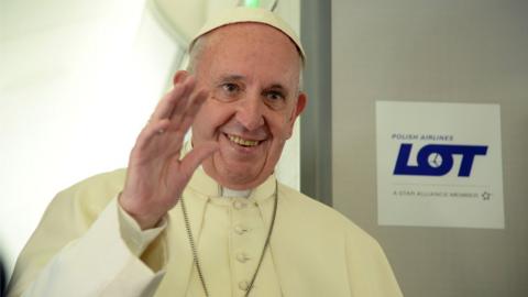 Pope on papal plane