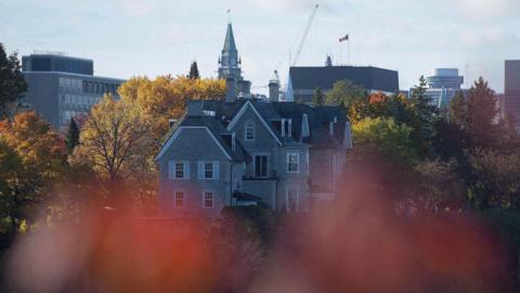 Canadian prime ministers' residence, 24 Sussex, is seen on the banks of the Ottawa River in Ottawa on October 26, 2015.