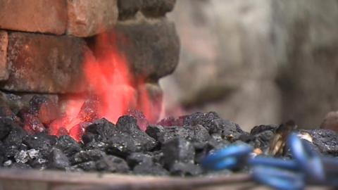 Forge alight at old Brunswick works, Caernarfon