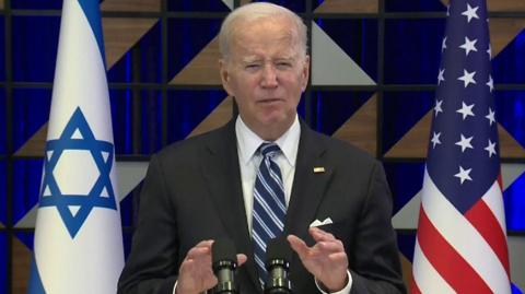 President Joe Biden speaking at the news conference