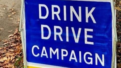 Drink drive campaign road sign